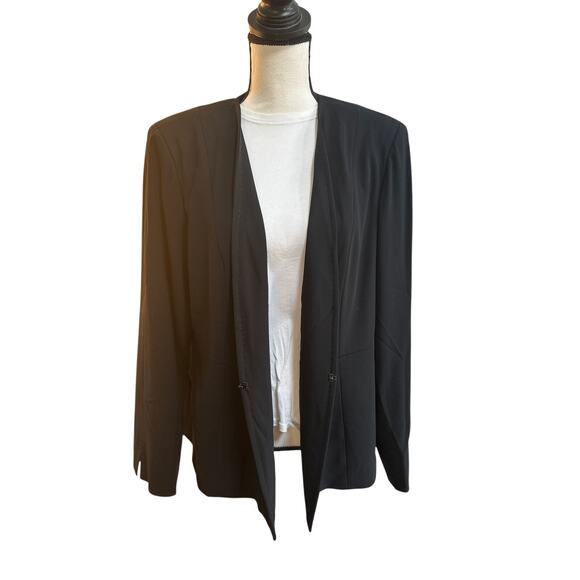 Marina Rinaldi Black Open Front Blazer Jacket Size 25 (US 12–14) Max Mara - Picture 1 of 14